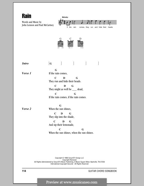 Rain (The Beatles): Text und Akkorde by John Lennon, Paul McCartney