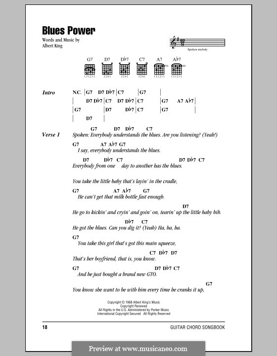 Blues Power: Texte und Akkorde by Albert King
