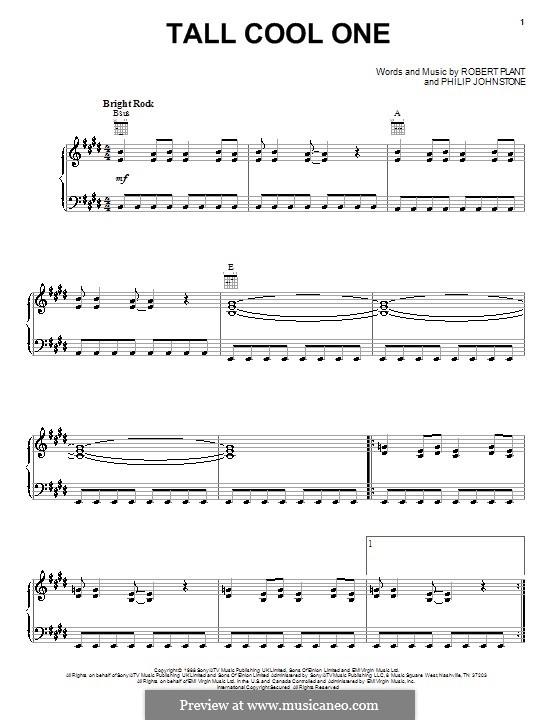 Tall Cool One: Für Stimme und Klavier (oder Gitarre) by Philip Johnstone