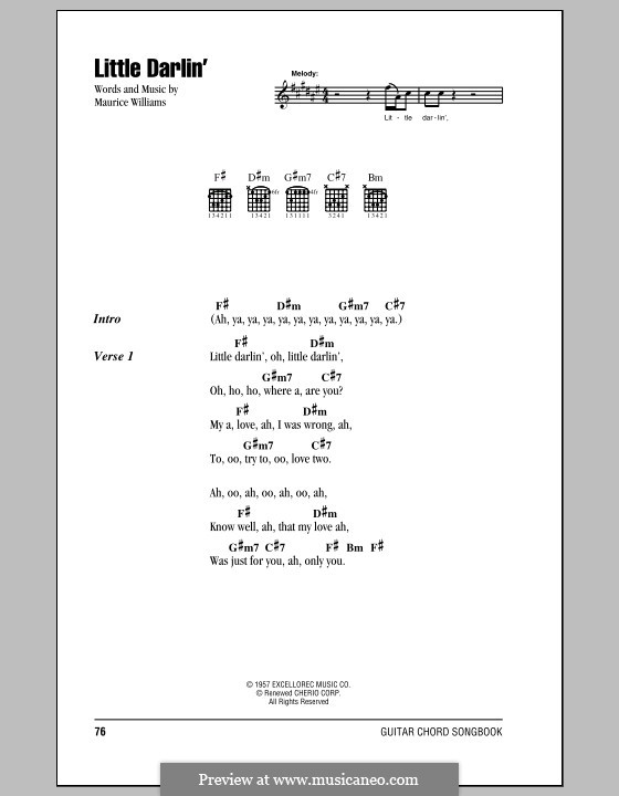 Little Darlin' (The Diamonds): Texte und Akkorde by Maurice Williams