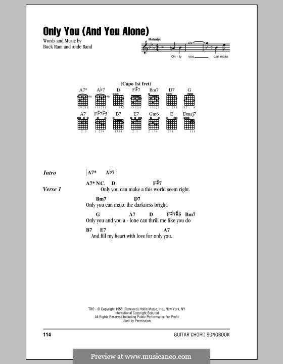 Only You (And You Alone): Lyrics and chords (The Platters) by Ande Rand, Buck Ram