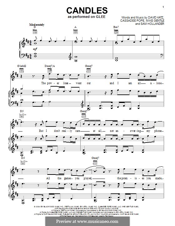 Candles (Glee Cast) von C. Pope, D. Katz, M. Gentile, S. Hollander auf MusicaNeo