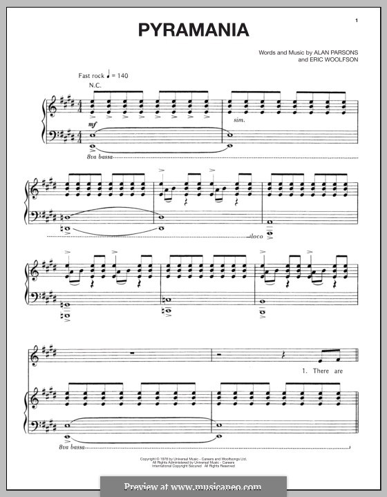 Pyramania (Alan Parsons Project): Für Stimme und Klavier (oder Gitarre) by Alan Parsons, Eric Woolfson