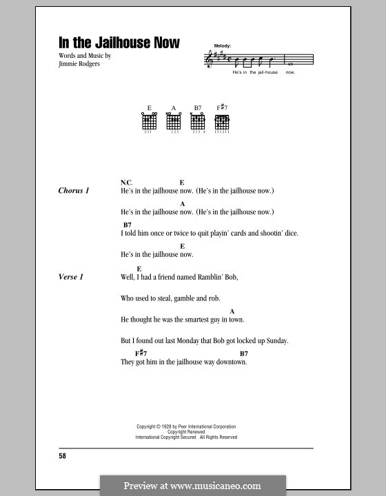 In the Jailhouse Now: Texte und Akkorde by Jimmie Rodgers