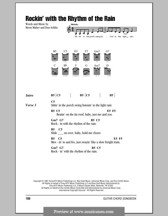 Rockin' with the Rhythm of the Rain (The Judds): Text und Akkorde by Brent Maher, Don Schlitz