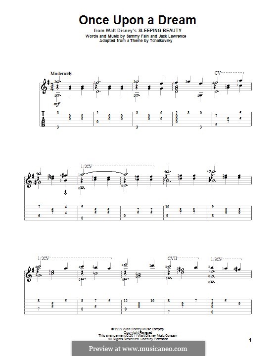 Once Upon A Dream (from Sleeping Beauty): Für Gitarre mit Tabulatur by Jack Lawrence, Sammy Fain
