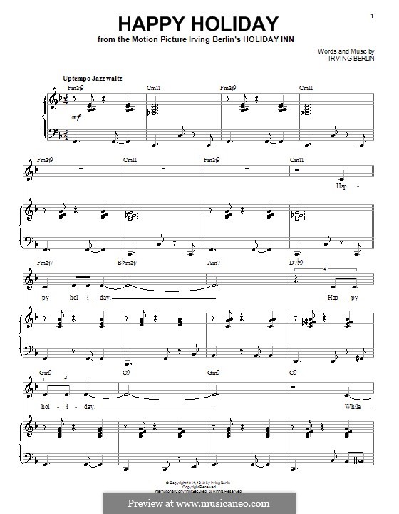Happy Holiday: Für Stimme und Klavier by Irving Berlin