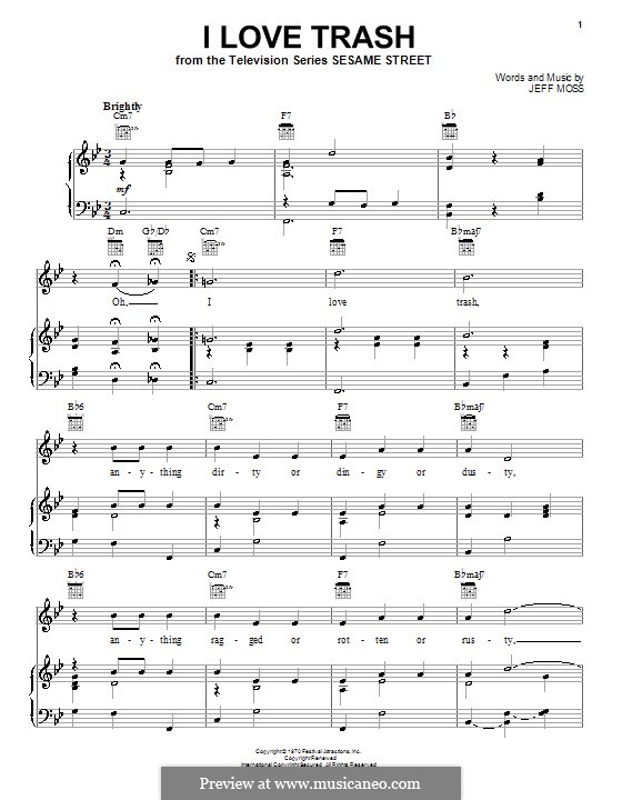 I Love Trash: Für Stimme und Klavier (oder Gitarre) by Jeff Moss