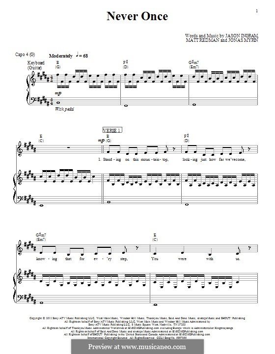 Never Once: Für Stimme und Klavier (oder Gitarre) by Jason David Ingram, Jonas Myrin, Matt Redman