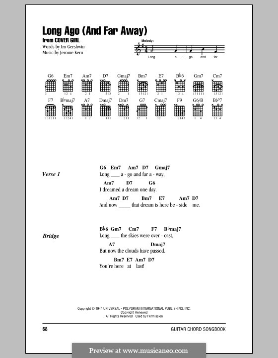 Long Ago (and Far Away): Text und Akkorde by Jerome Kern