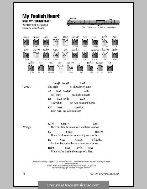 My Foolish Heart: Texte und Akkorde by Victor Young