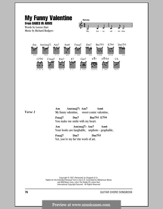 My Funny Valentine: Text und Akkorde by Richard Rodgers