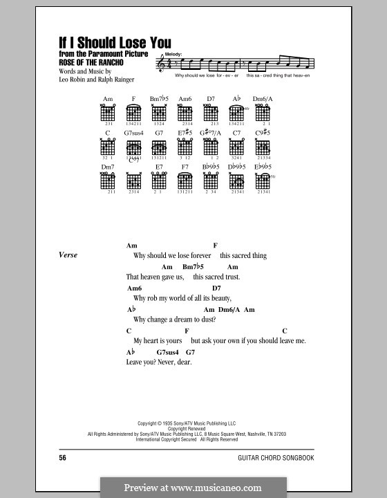 If I Should Lose You (Phineas Newborn): Texte und Akkorde by Leo Robin, Ralph Rainger