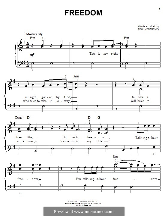 Freedom: Für Klavier, leicht by Paul McCartney