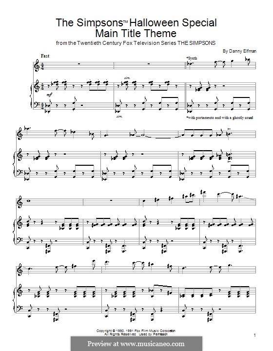 Theme from The Simpsons: Für Stimme und Klavier (oder Gitarre) by Danny Elfman