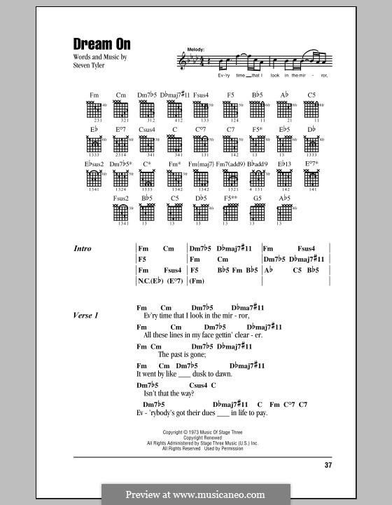 Dream On (Aerosmith): Texte und Akkorde by Steven Tyler