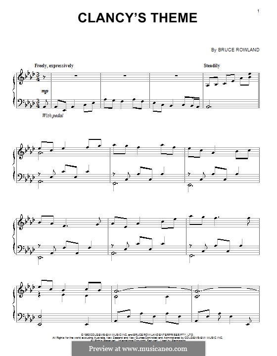 Clancy's Theme: Für Klavier by Bruce Rowland