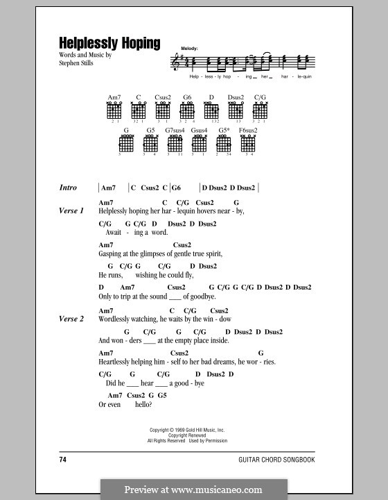 Helplessly Hoping (Crosby, Stills & Nash): Texte und Akkorde by Stephen Stills