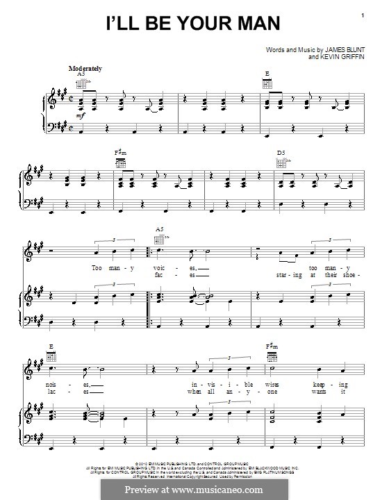 I'll Be Your Man: Für Stimme und Klavier (oder Gitarre) by Kevin Griffin