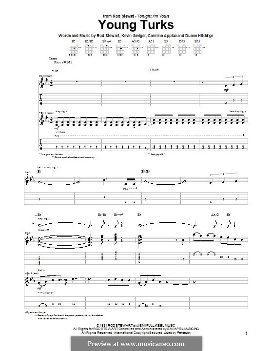 Young Turks (Rod Stewart): Für Gitarre mit Tab by Carmine Appice, Duane Hitchings, Kevin Savigar