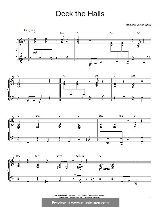 Piano version: For a single performer (with chords) by folklore