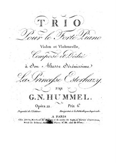 Klaviertrio Nr.3 in F-Dur, Op.22: Klaviertrio Nr.3 in F-Dur by Johann Nepomuk Hummel