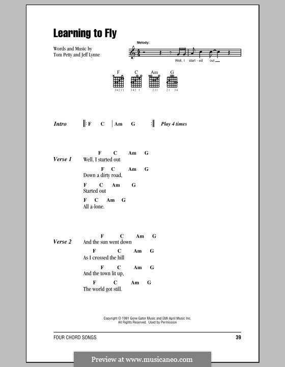Learning to Fly (Tom Petty And The Heartbreakers): Text und Akkorde by Jeff Lynne