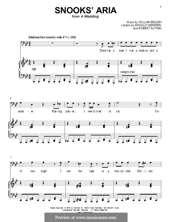 Snook's Aria: Für Stimme und Klavier by William Bolcom