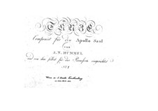 Tänze für den Apollo Saal: Heft Nr.1, Op.27 by Johann Nepomuk Hummel
