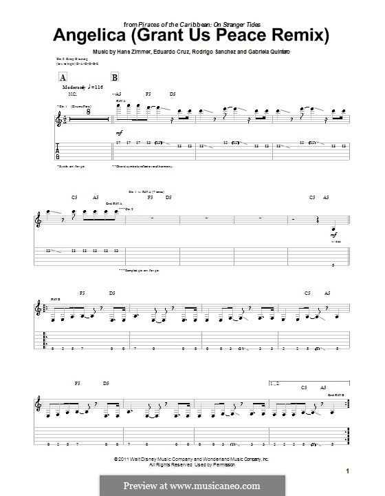 Angelica (Grant Us Peace Remix): Für Gitarre mit Tabulatur by Eduardo Cruz, Gabriela Quintero, Rodrigo Sánchez