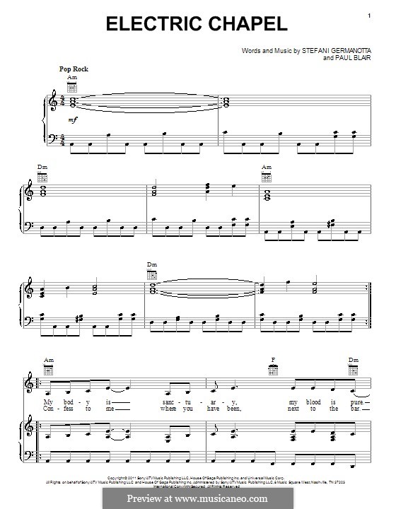 Electric Chapel (Lady Gaga): Für Stimme und Klavier (oder Gitarre) by Paul Blair, Stefani Germanotta