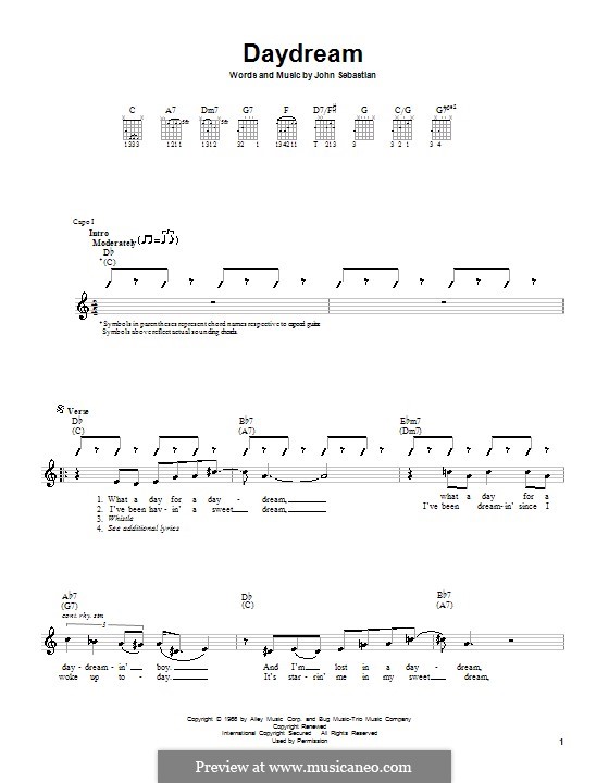 Daydream (The Lovin' Spoonful): Für Gitarre by John B. Sebastian