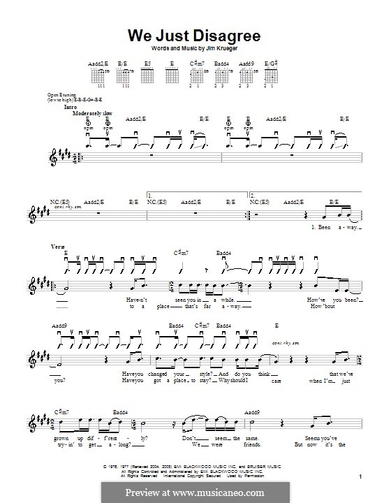 We Just Disagree (Dave Mason): Für Gitarre by Jim Krueger