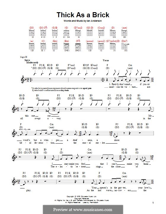 Thick as a Brick (Jethro Tull): Für Gitarre by Ian Anderson
