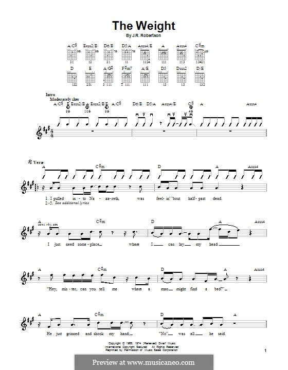 The Weight (The Band) von R. Robertson - Noten auf MusicaNeo