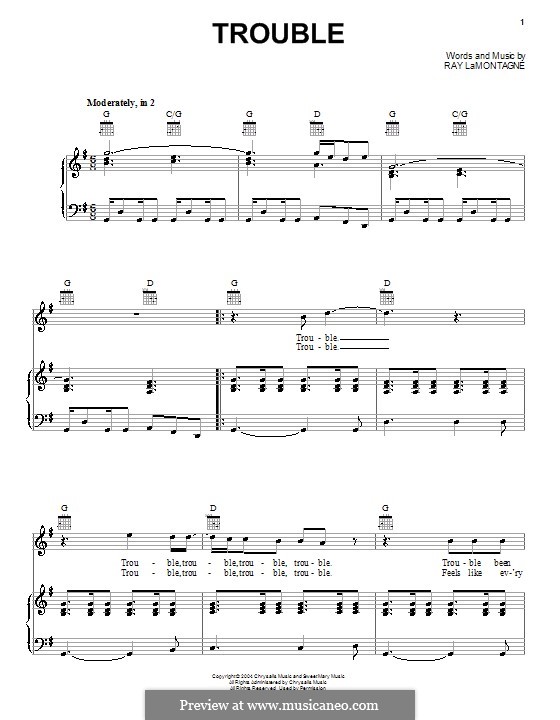 Trouble: Für Stimme und Klavier (oder Gitarre) by Ray LaMontagne