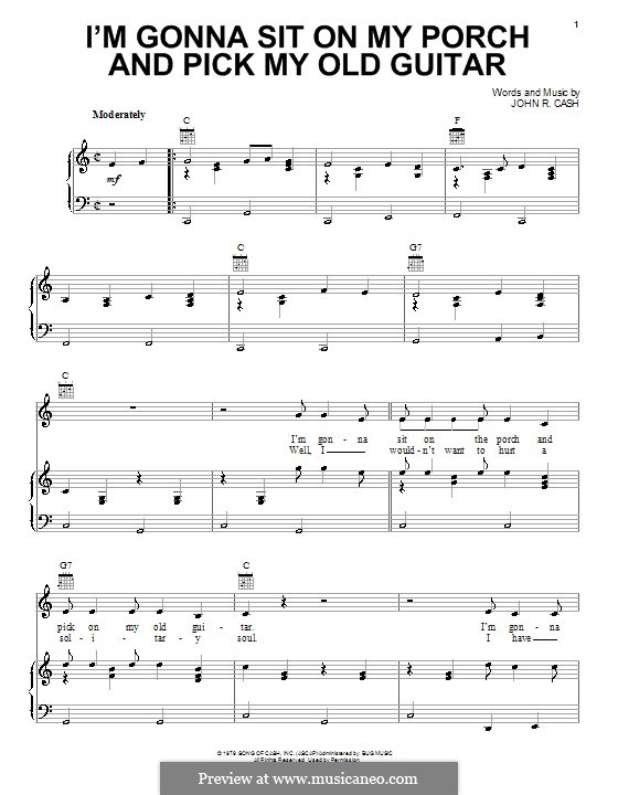 I'm Gonna Sit on My Porch and Pick My Old Guitar: Für Stimme und Klavier (oder Gitarre) by Johnny Cash