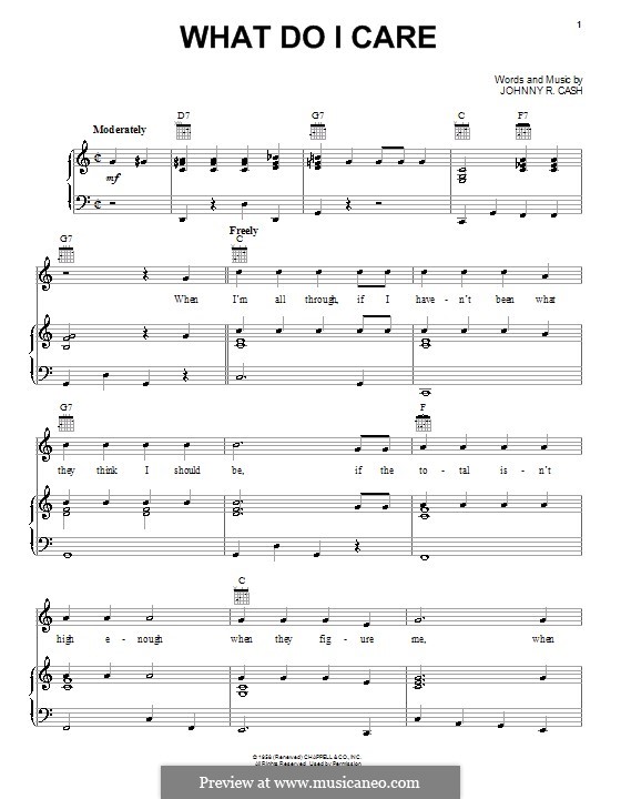 What Do I Care: Für Stimme und Klavier (oder Gitarre) by Johnny Cash