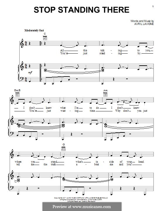 Stop Standing There: Für Stimme und Klavier (oder Gitarre) by Avril Lavigne