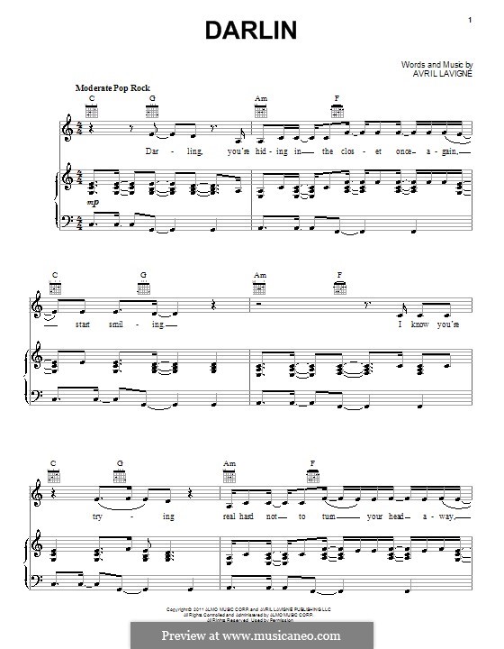 Darlin: Für Stimme und Klavier (oder Gitarre) by Avril Lavigne