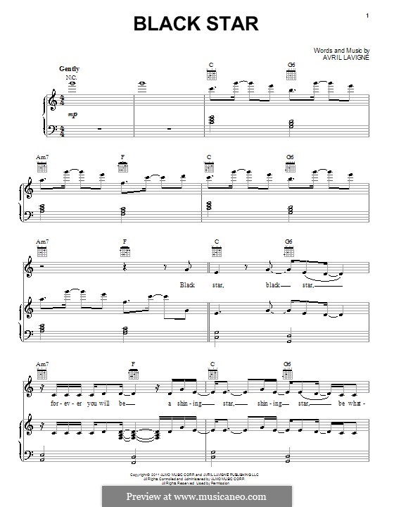 Black Star: Für Stimme und Klavier (oder Gitarre) by Avril Lavigne