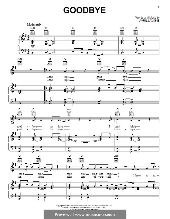 Goodbye: Für Stimme und Klavier (oder Gitarre) by Avril Lavigne