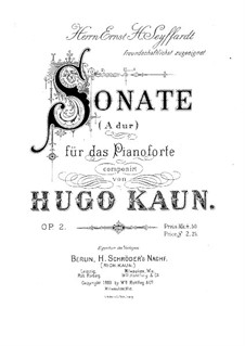 Klaviersonate, Op.2: Klaviersonate by Hugo Kaun