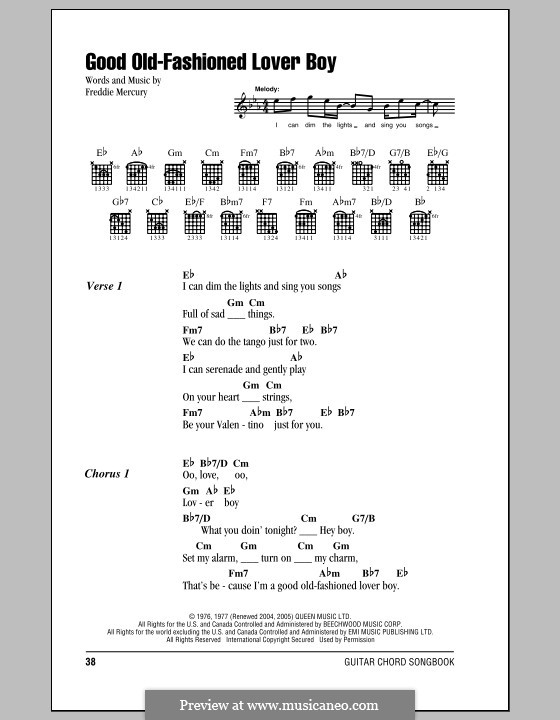 Good Old Fashioned Lover Boy (Queen): Text und Akkorde by Freddie Mercury