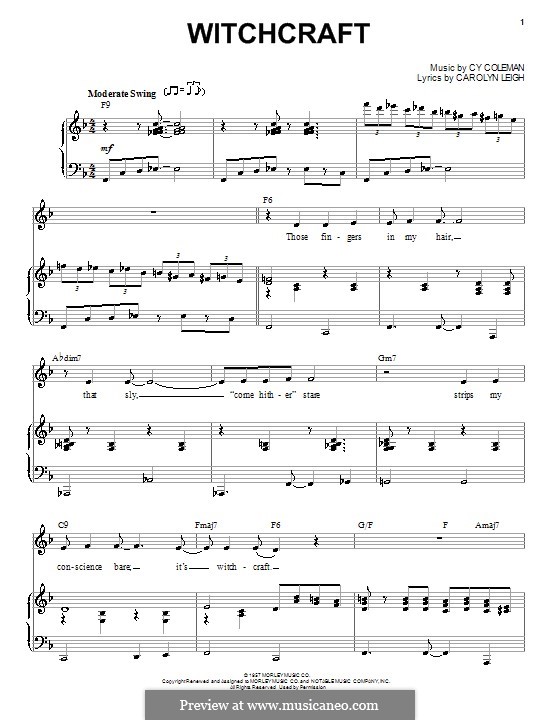 Witchcraft (Frank Sinatra): Für Stimme und Klavier by Cy Coleman