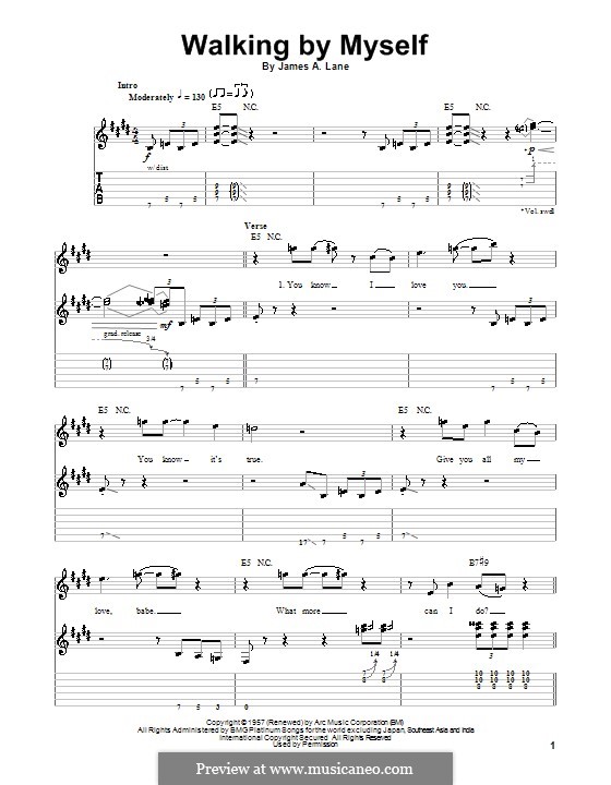 Walking By Myself: Für Gitarre mit Tab by James A. Lane