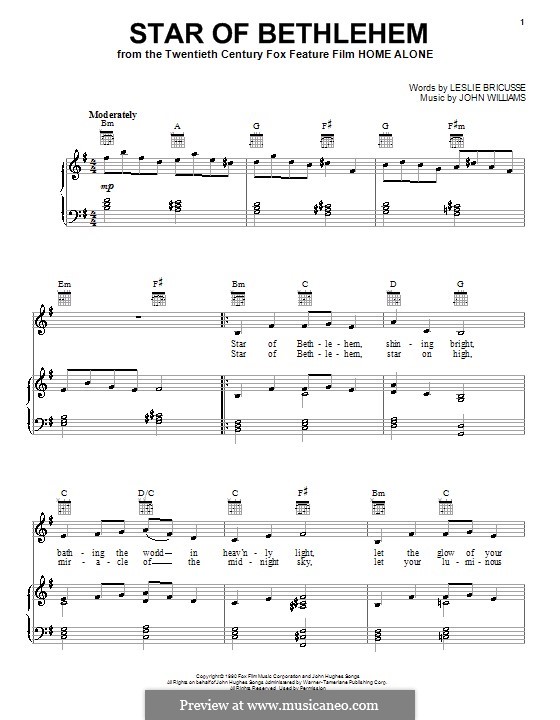 Star of Bethlehem (from Home Alone): Für Stimme und Klavier (oder Gitarre) by John Williams