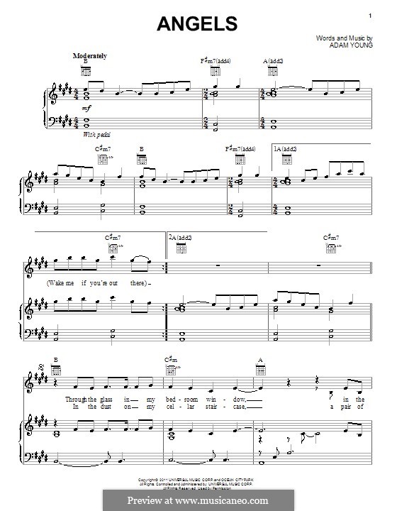 Angels (Owl City): Für Stimme und Klavier (oder Gitarre) by Adam Young