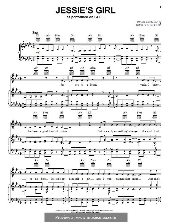 Jessie's Girl von R. Springfield Noten auf MusicaNeo
