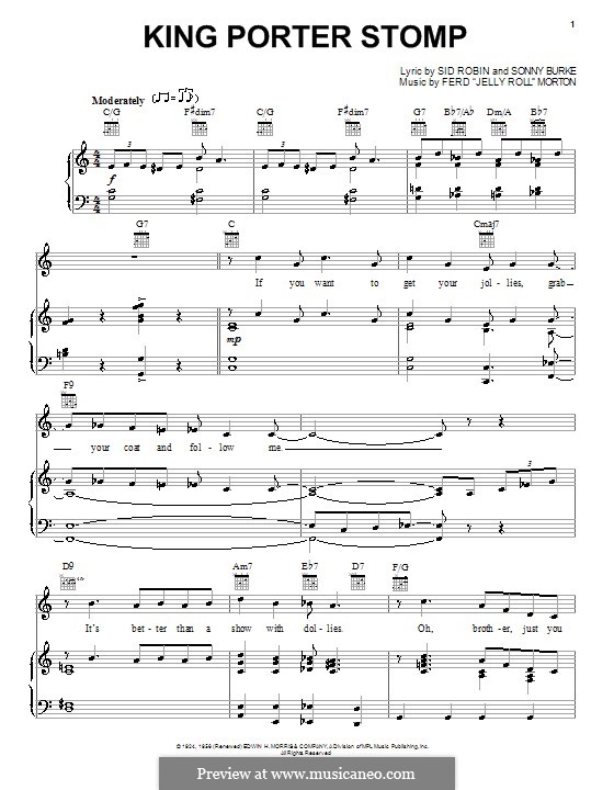 King Porter Stomp: Für Stimme und Klavier (oder Gitarre) by Jelly Roll Morton